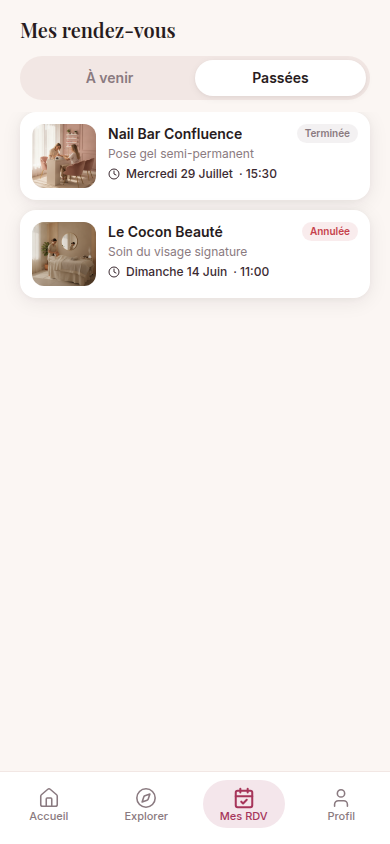 Suivi des rendez-vous passés et à venir