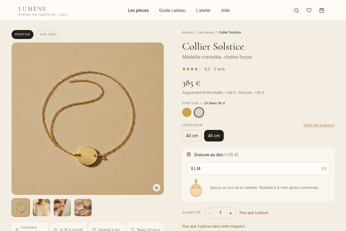 Configurateur gravure et finitions