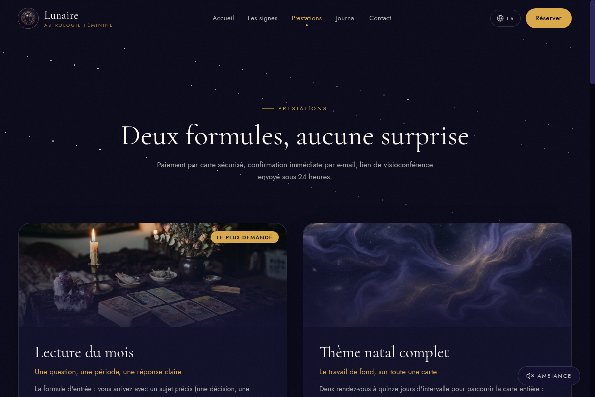 Les deux formules, prix affichés clairement