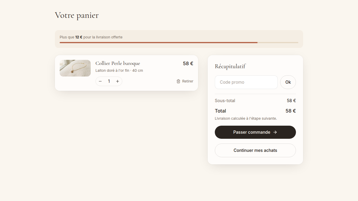 Code promo et livraison offerte