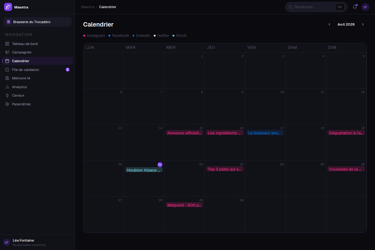 Calendrier éditorial du mois