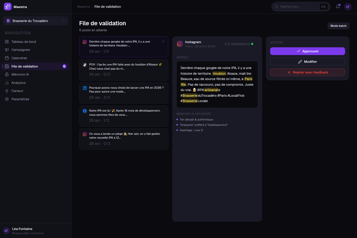 File de validation avant publication