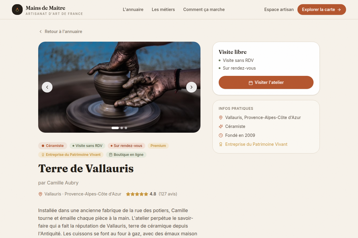 Fiche atelier : photos, savoir-faire, visite