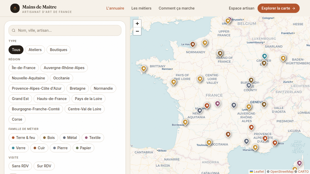 Carte et liste synchronisées