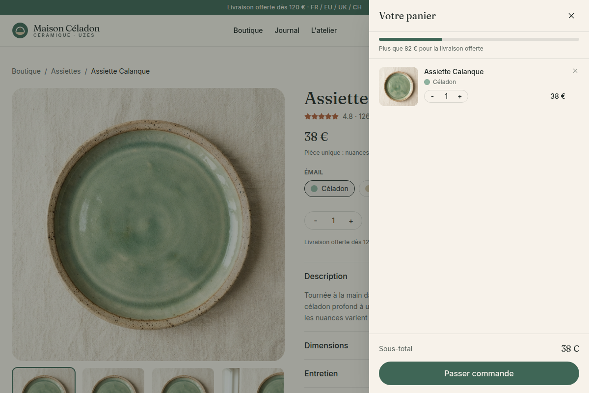 Panier avec seuil de livraison offerte