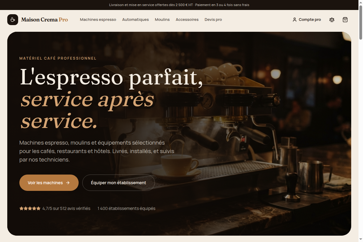 Accueil boutique, univers par établissement