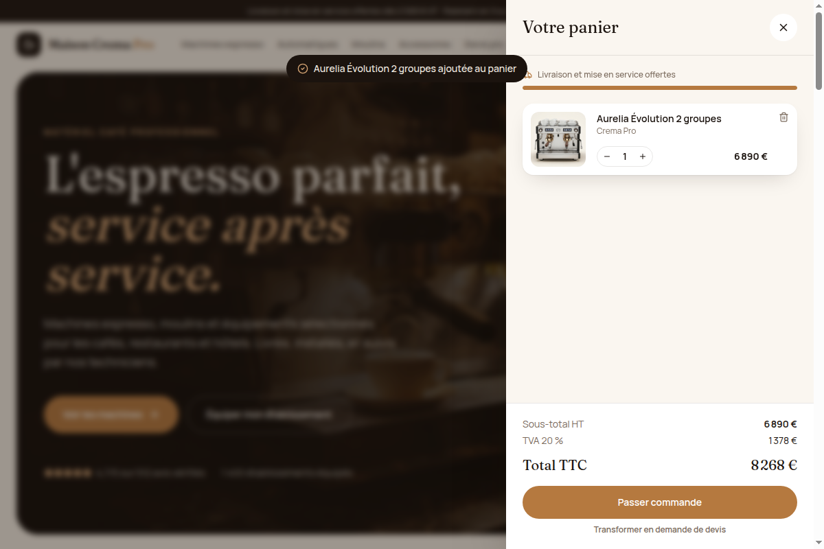 Panier avec seuil de livraison offerte