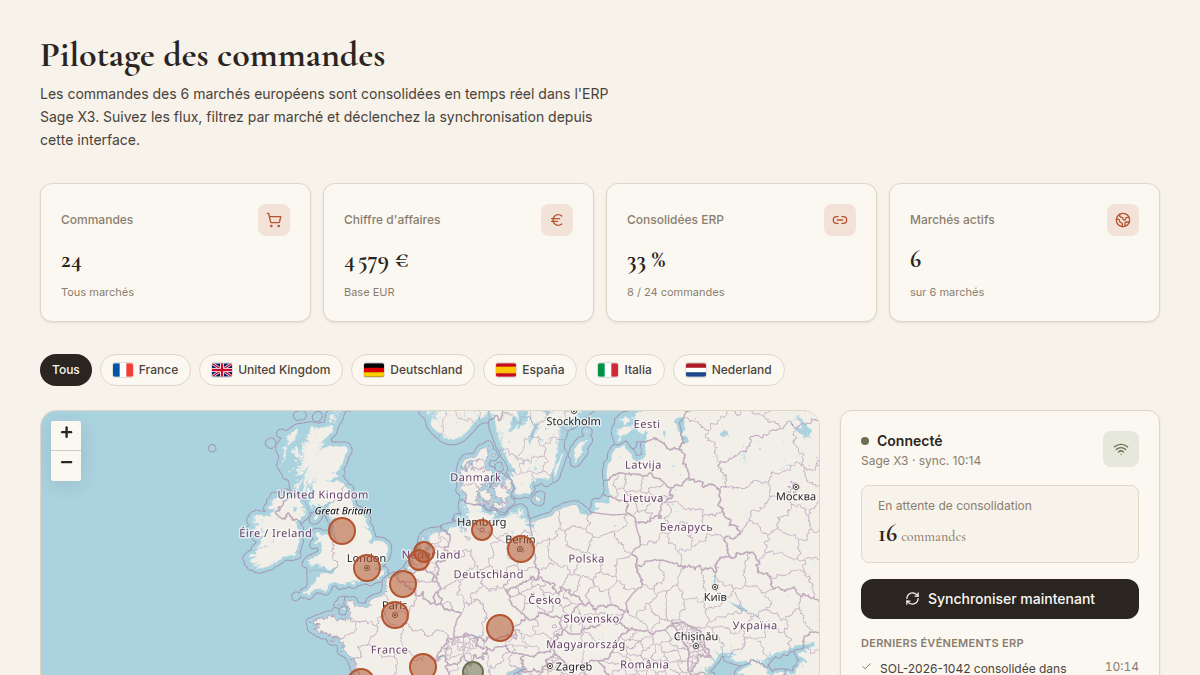 Commandes consolidées dans l'ERP