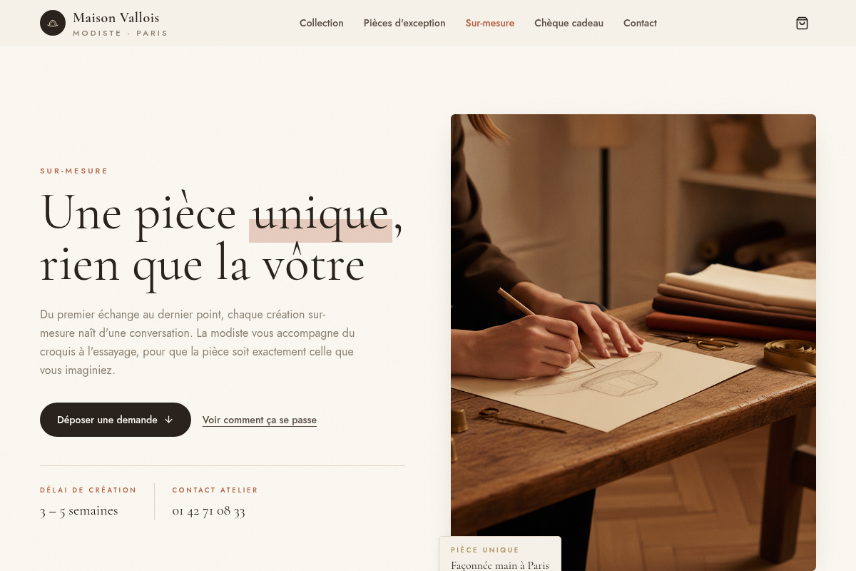 Sur-mesure : le parcours de commande