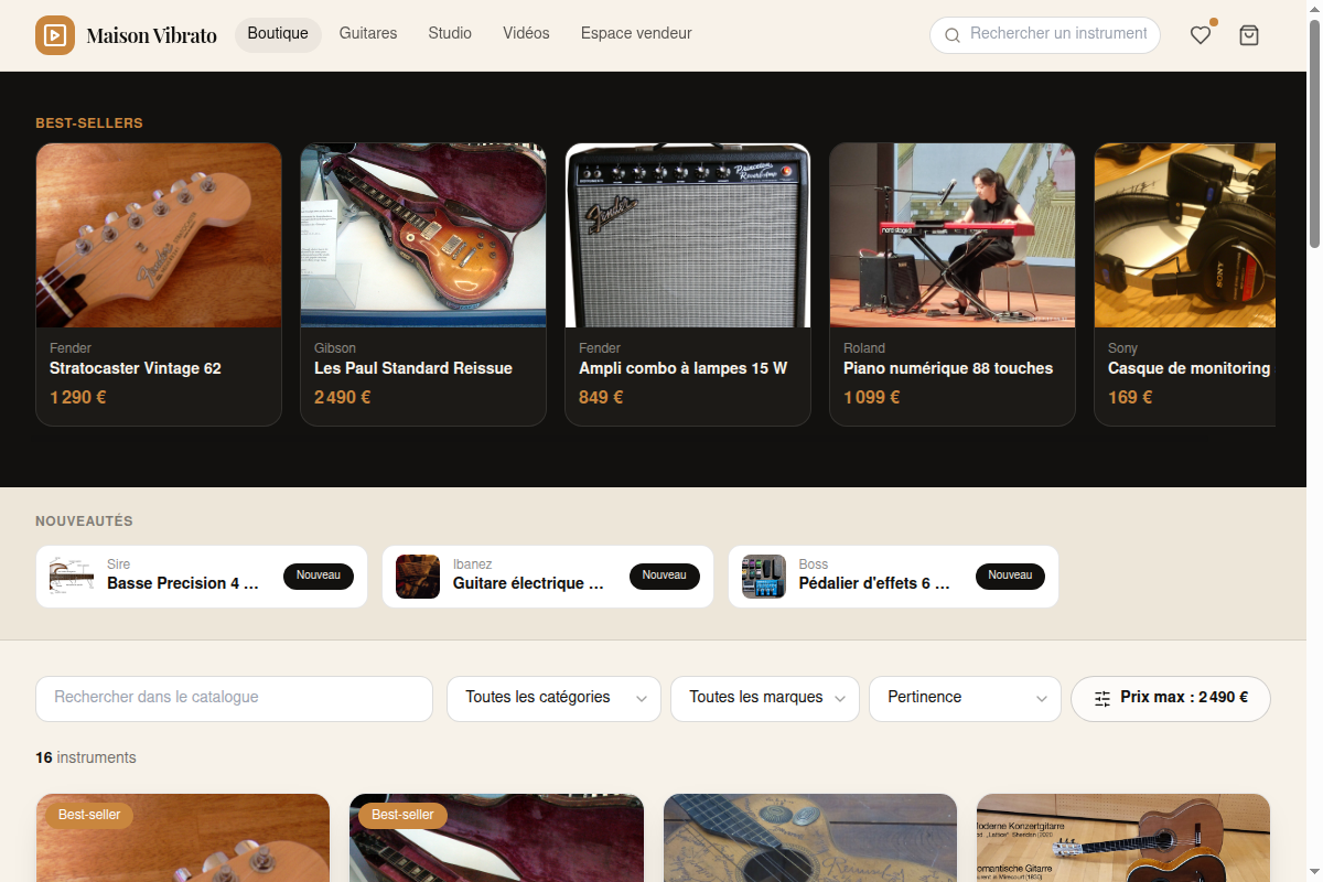 Catalogue de la boutique