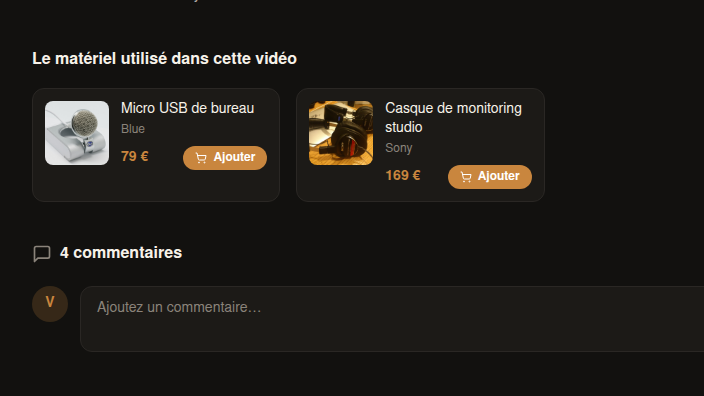 Vidéo → panier en un clic