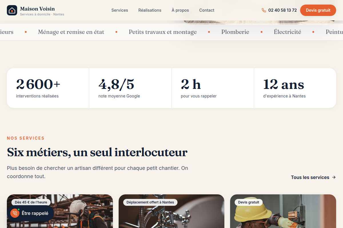 Chiffres clés et aperçu des 6 métiers