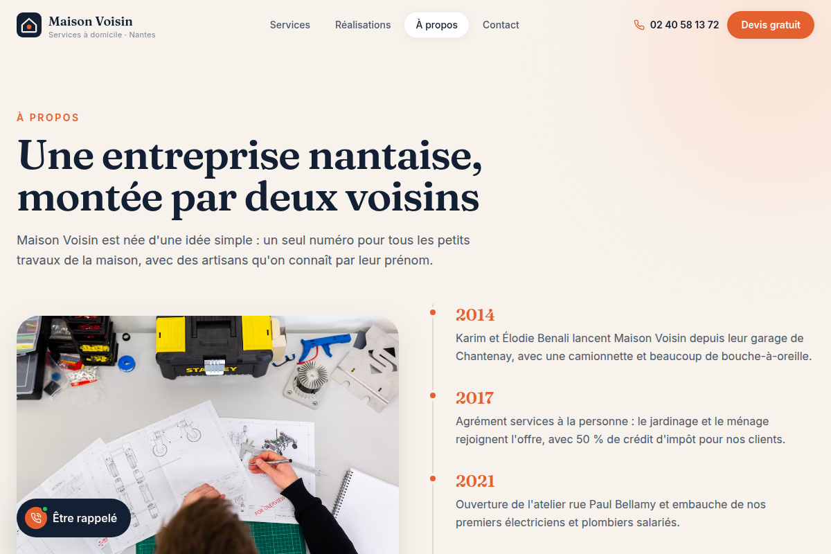 Page à propos et engagements