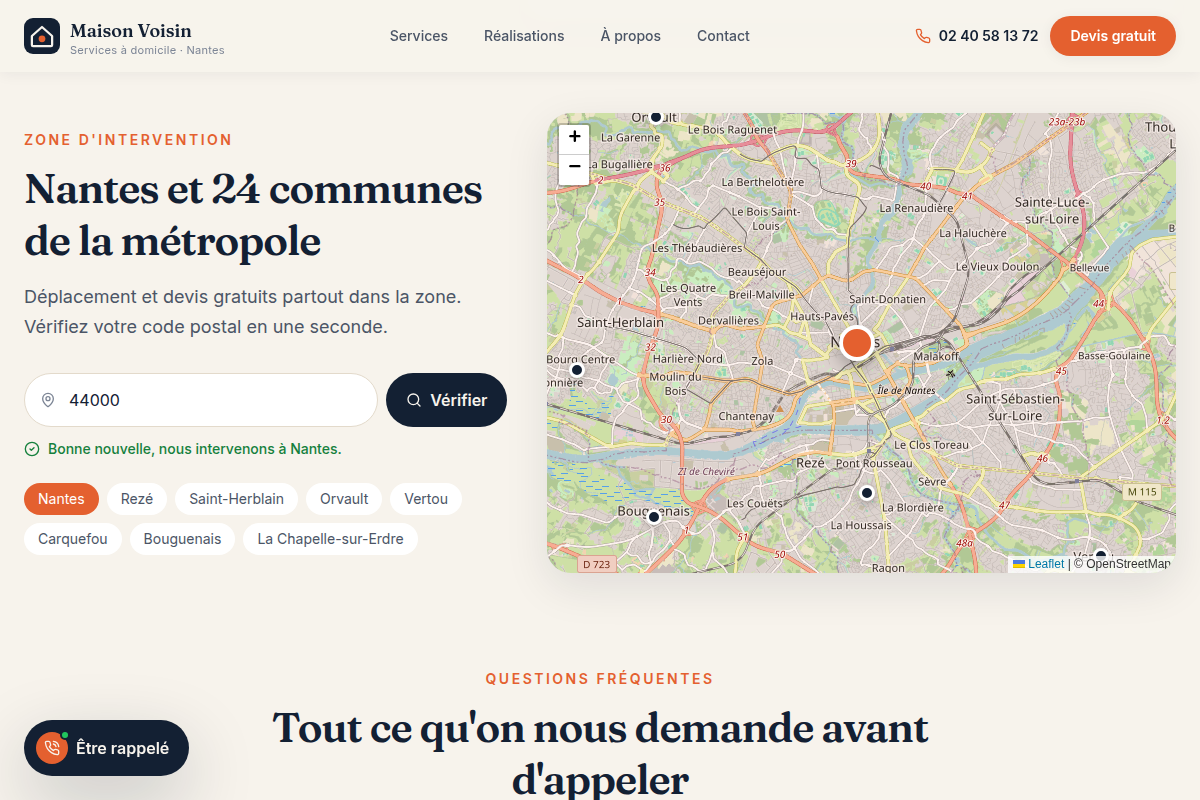 Vérificateur de code postal et carte interactive