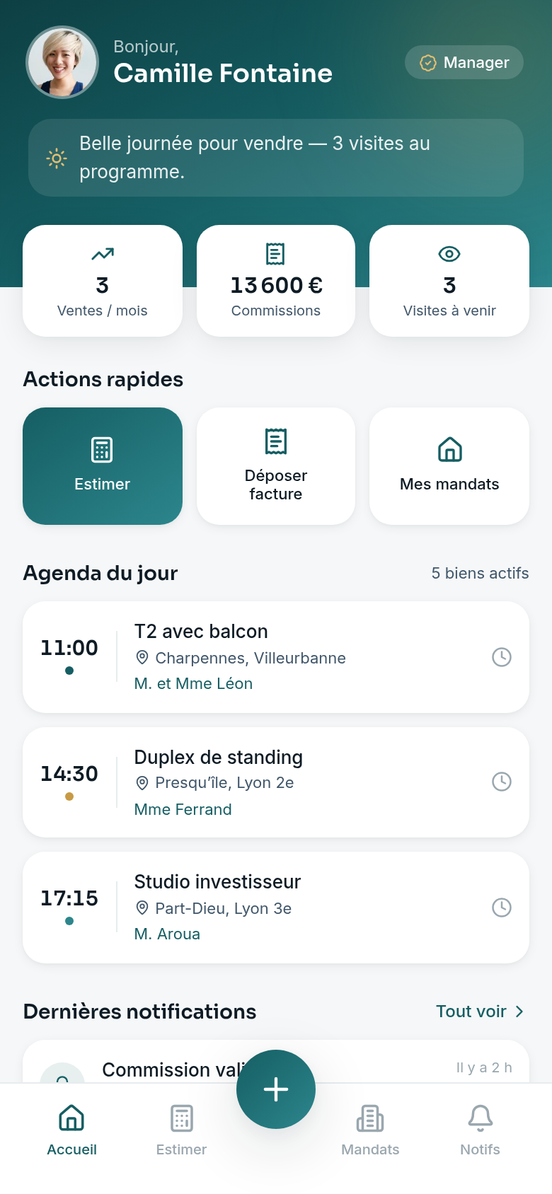 Accueil — KPIs et mandats en cours