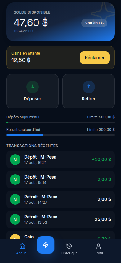 Solde en dollars et en francs congolais