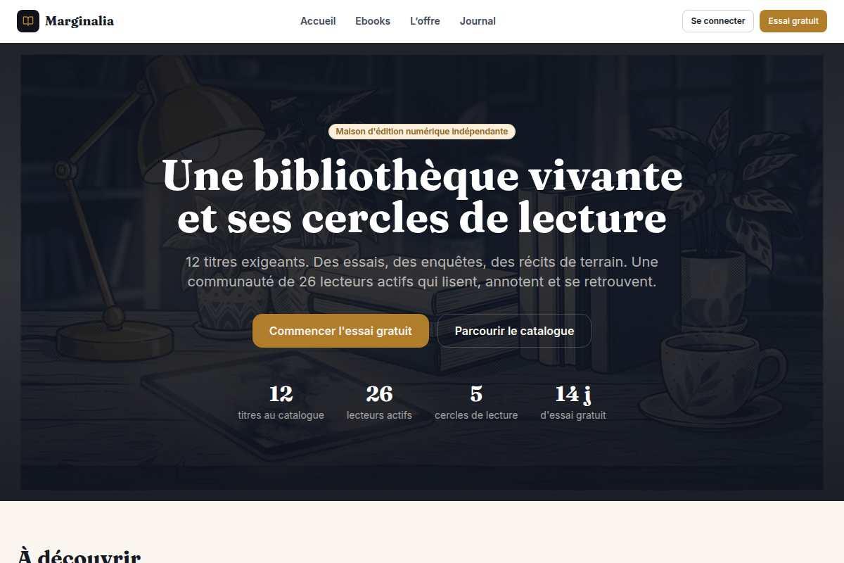 Accueil du site vitrine