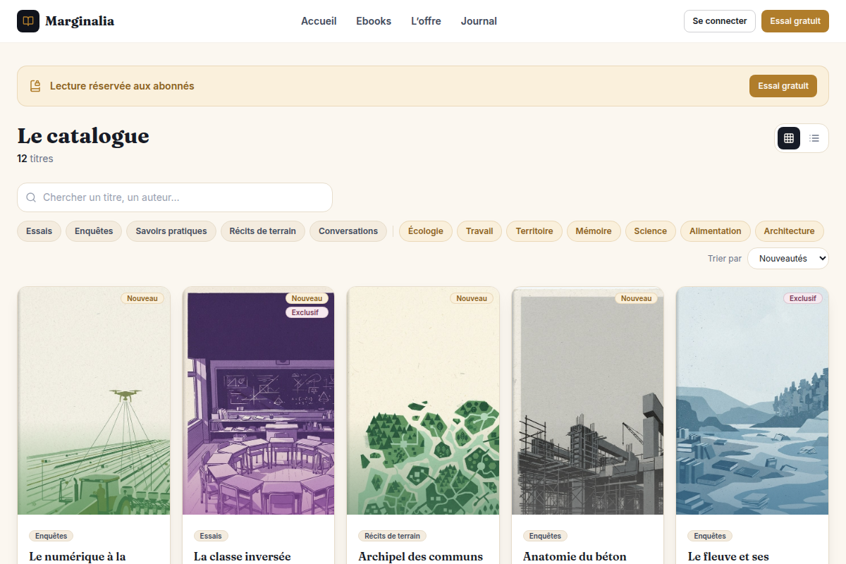 Catalogue complet des ebooks