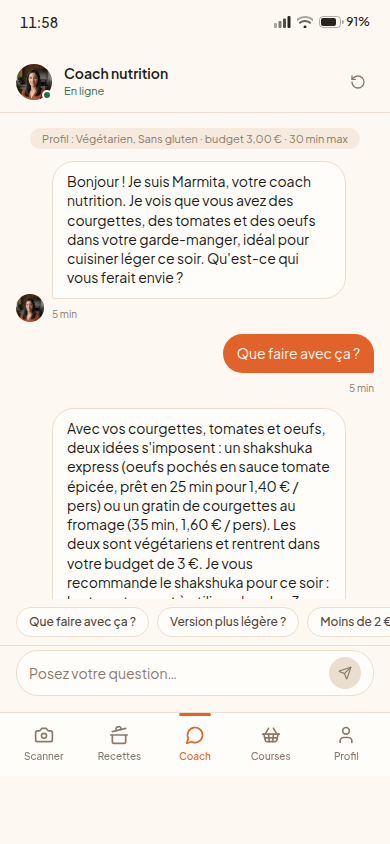 Coach nutritionnel conversationnel