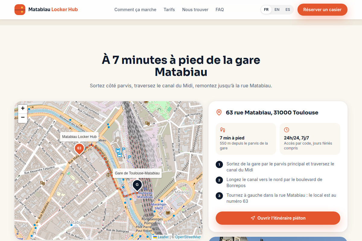Carte et itinéraire piéton depuis la gare