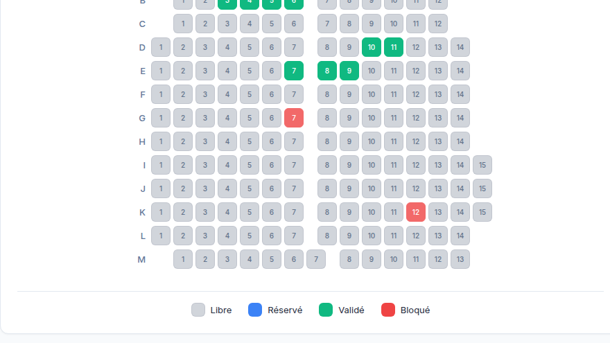 Plan de salle interactif 178 places