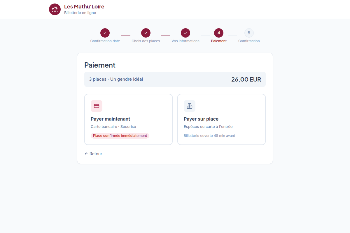 Paiement en ligne ou sur place
