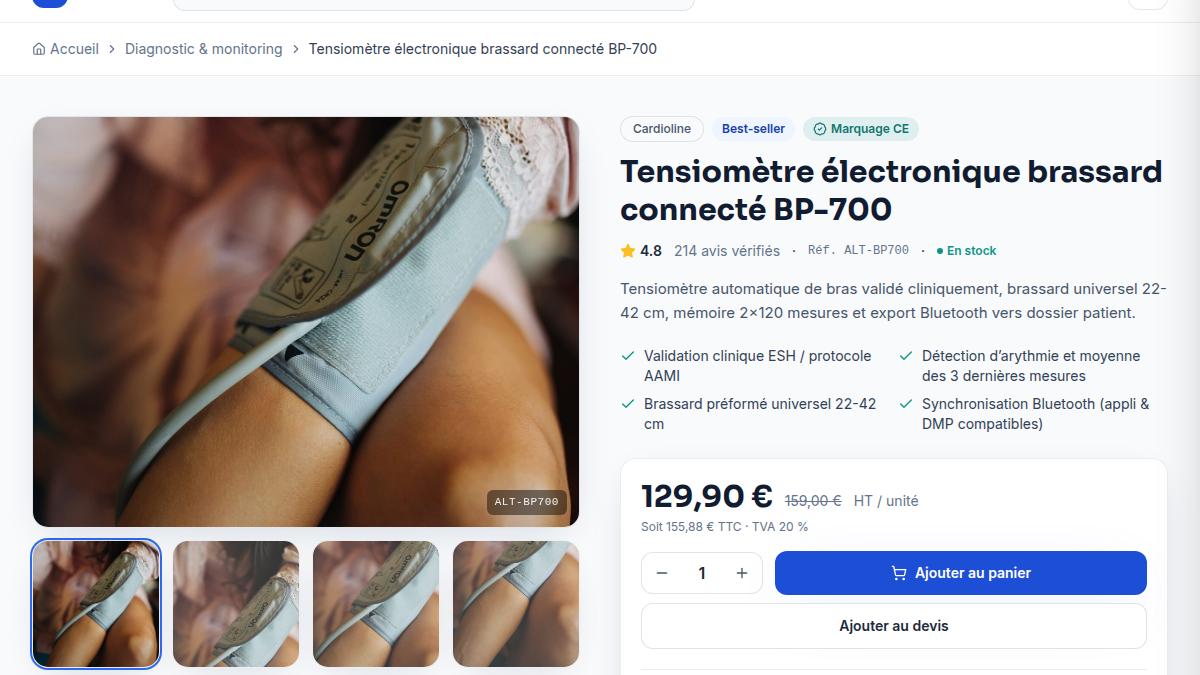 Fiche produit orientée achat pro