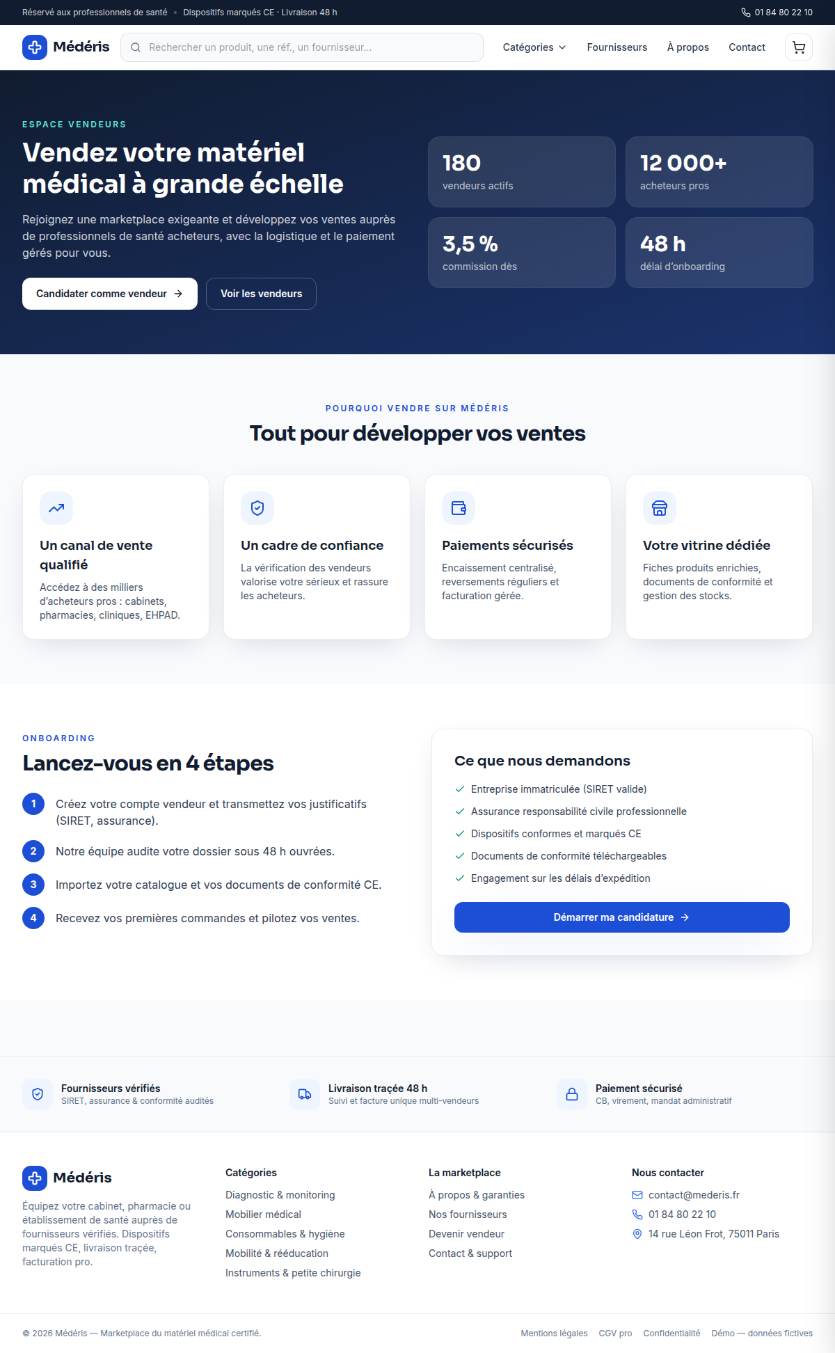 Espace vendeurs, onboarding fournisseur