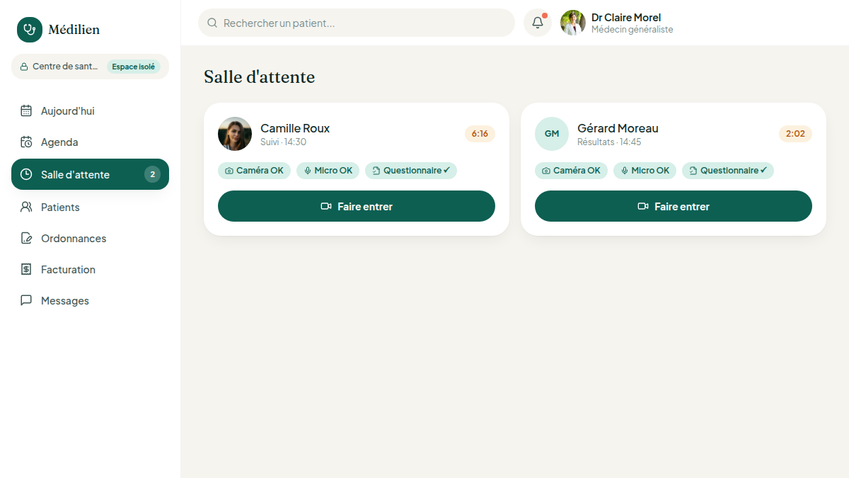 Salle d'attente en temps réel