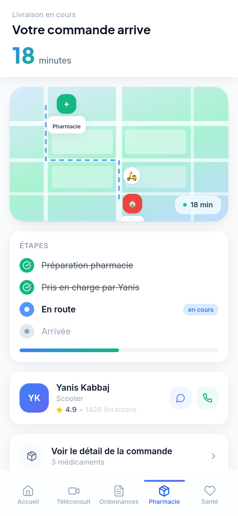 Commande en pharmacie et suivi de livraison