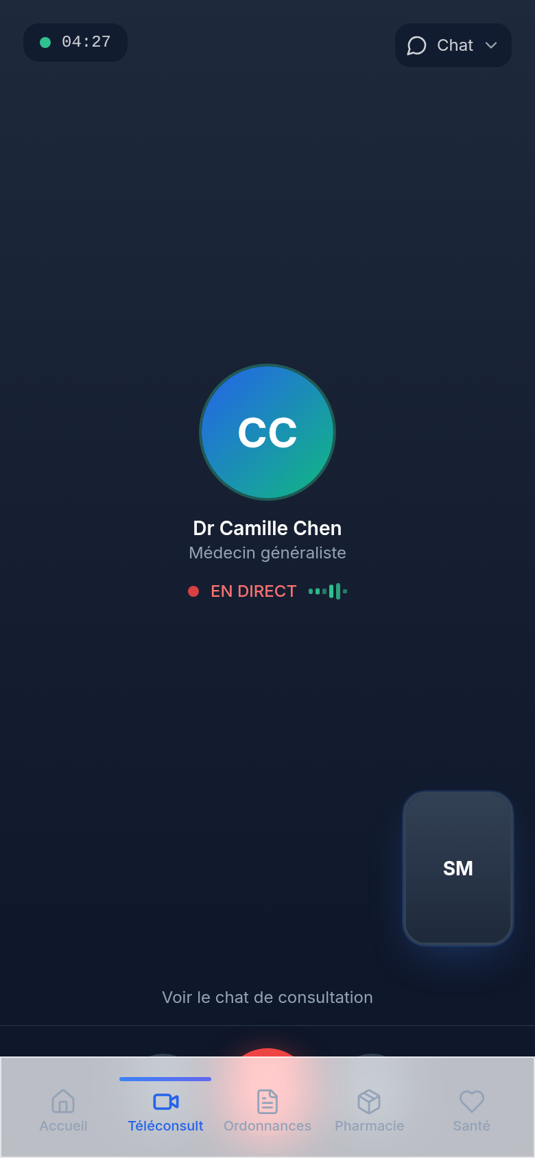 Téléconsultation vidéo avec le médecin