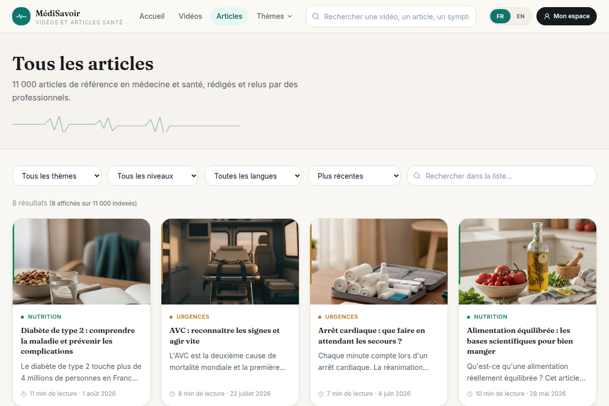 Catalogue d'articles santé