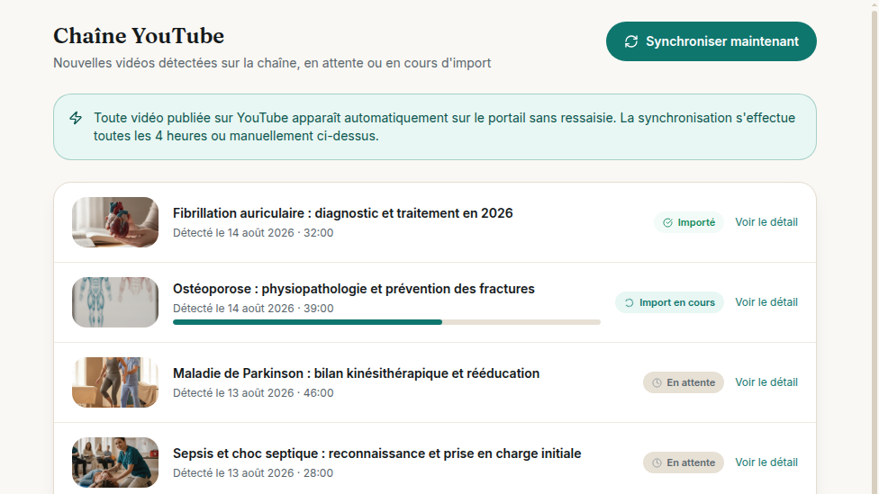 Ingestion YouTube automatique