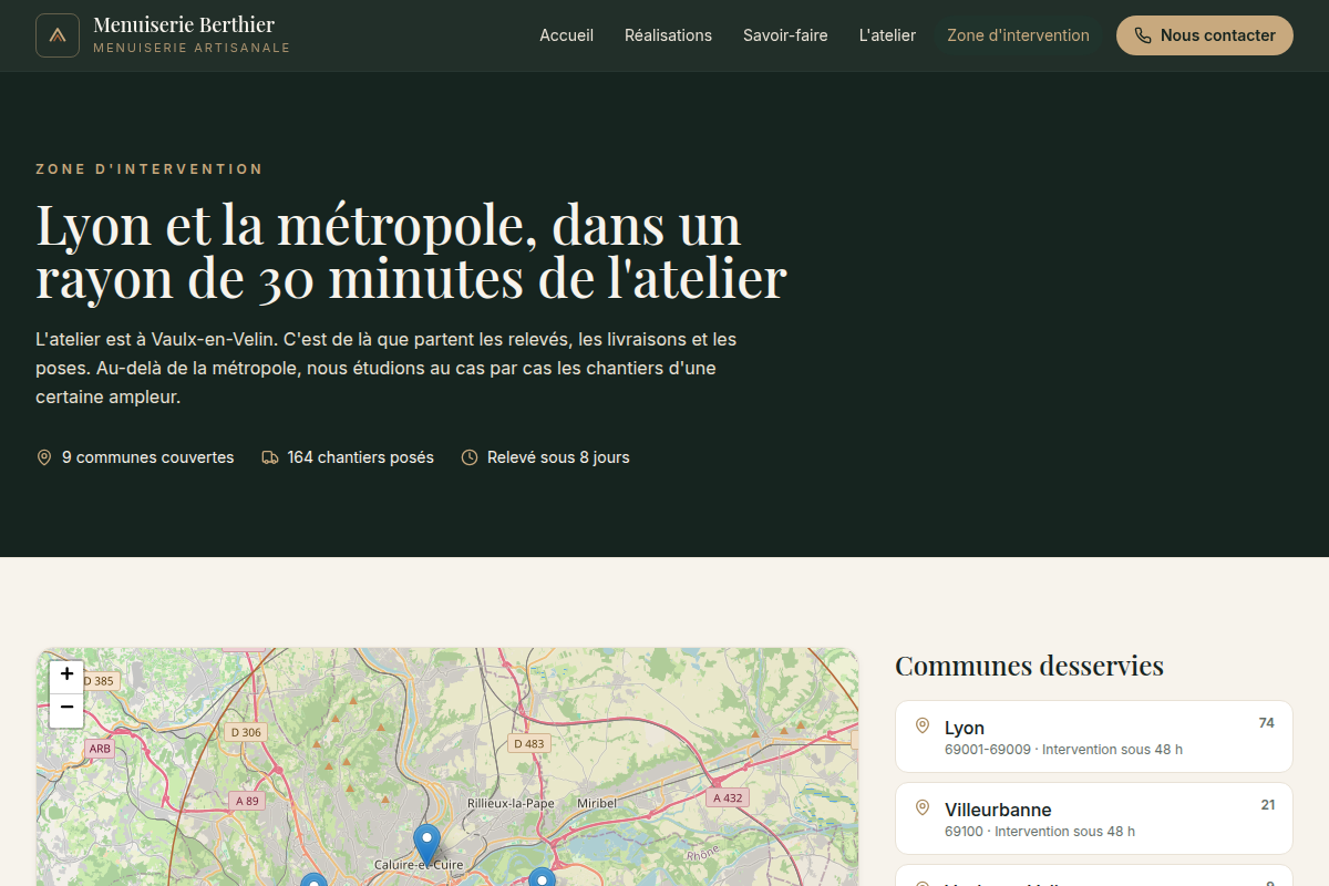 Carte des communes couvertes par l'atelier