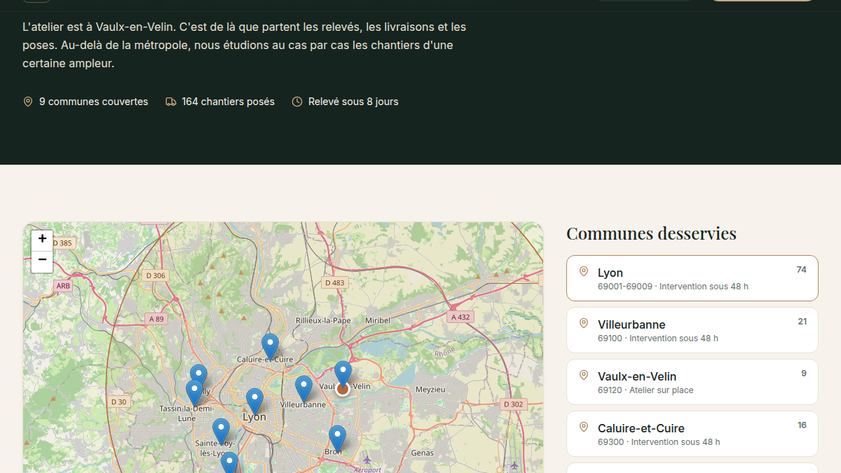 Zone d'intervention avec délai par commune