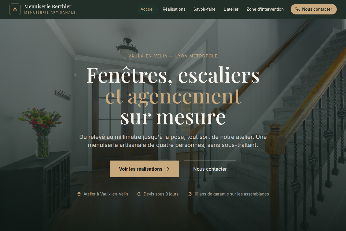 Accueil avec réassurance et réalisations