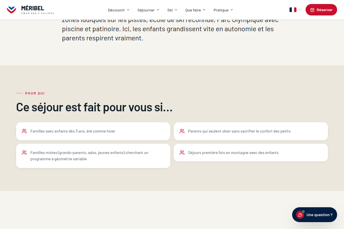 Séjours inspirants ciblés par profil