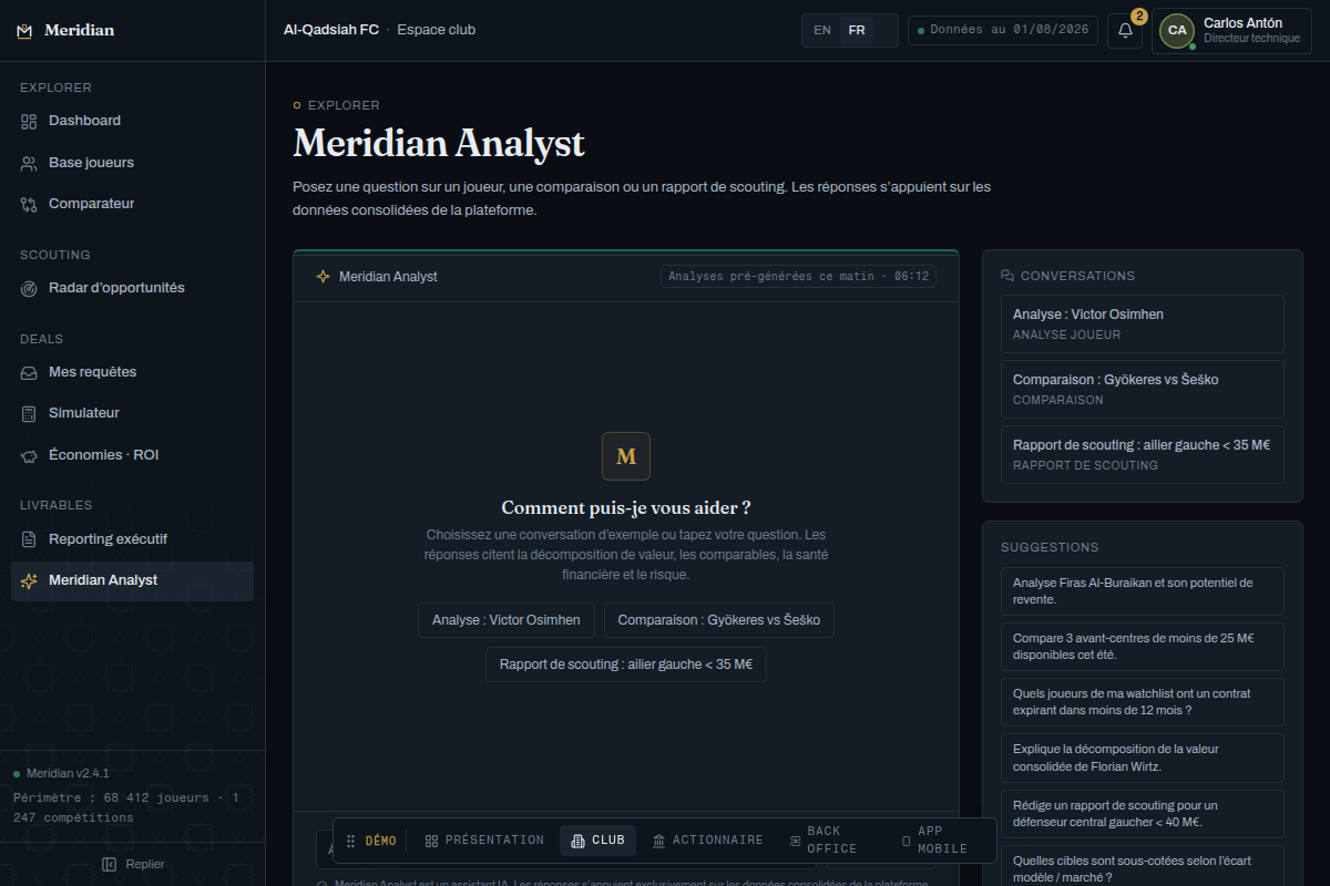 Meridian Analyst : assistant IA conversationnel intégré