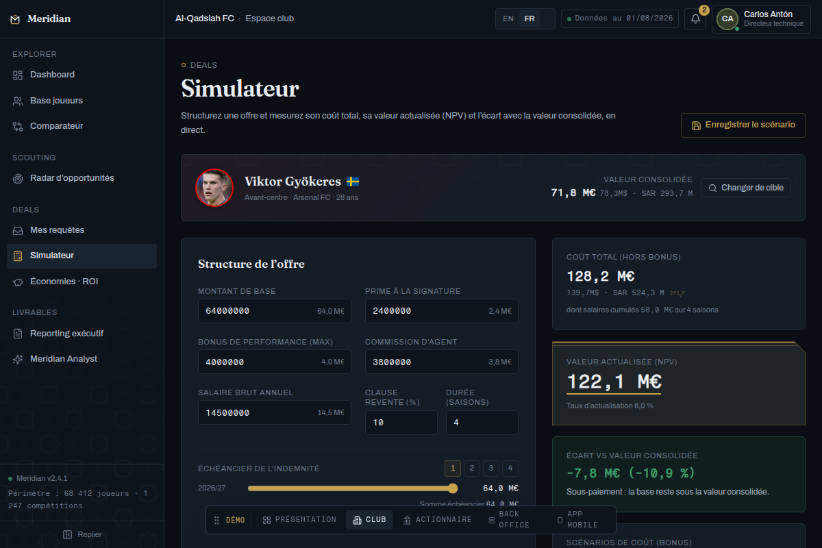 Simulateur de transfert : scénario renseigné en temps réel