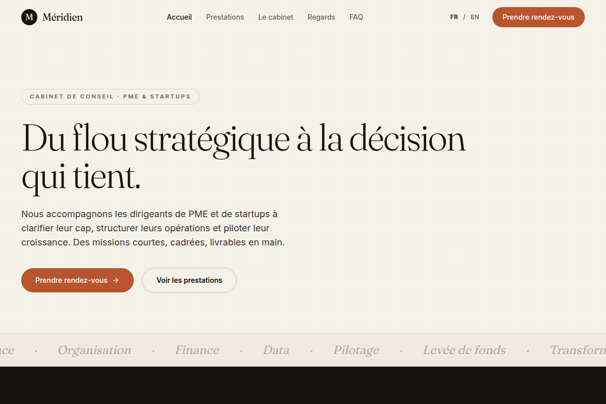 Accueil : le positionnement en une phrase