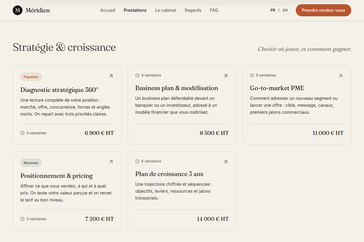 Catalogue de prestations à prix fixes