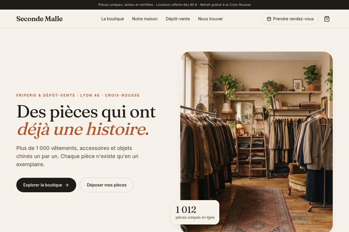 Accueil de la boutique en ligne