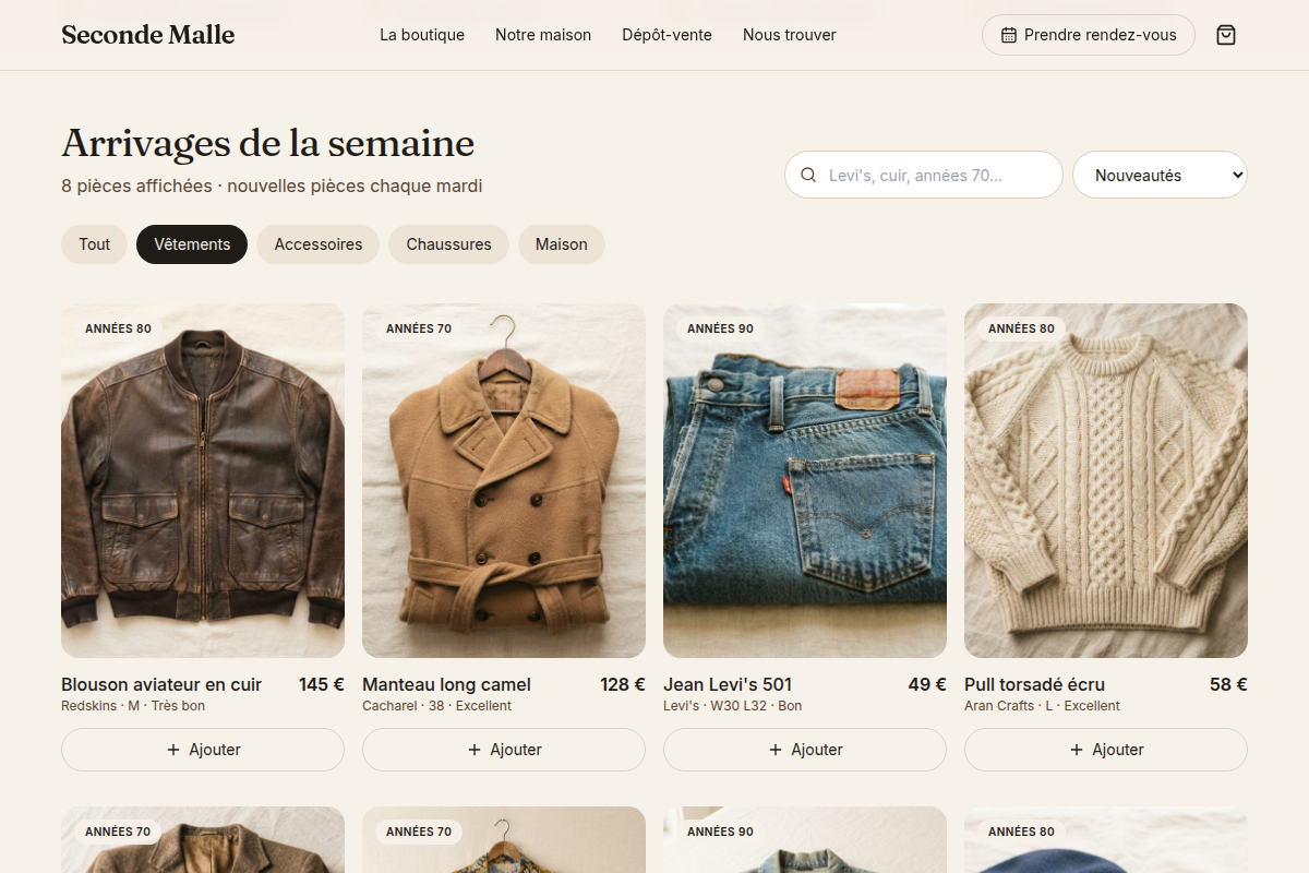 Catalogue filtrable par catégorie