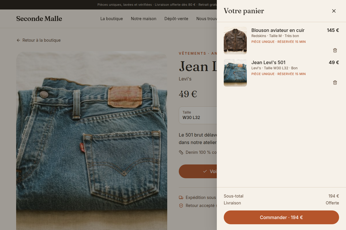 Panier latéral et sous-total