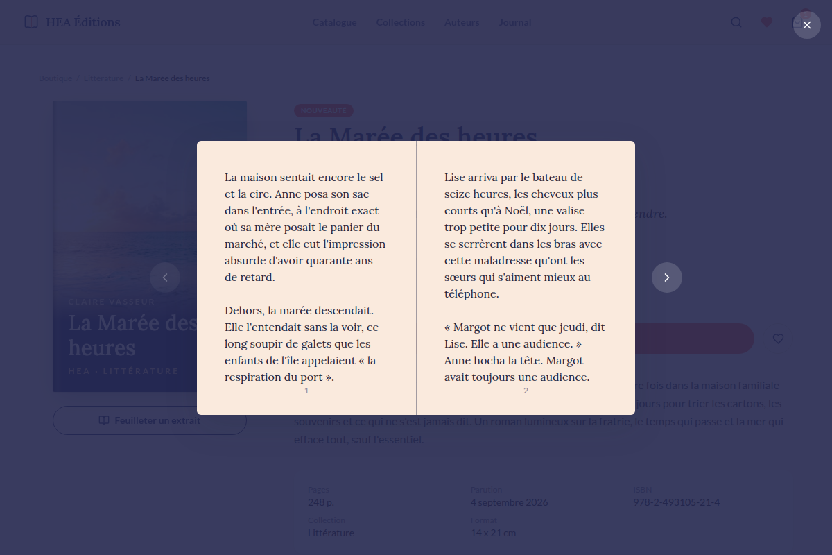 Lecture d'extrait en liseuse intégrée