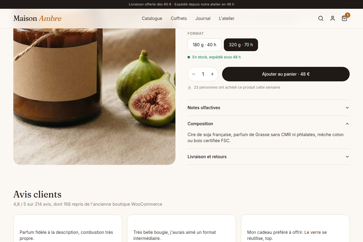 Changement de variante et avis clients