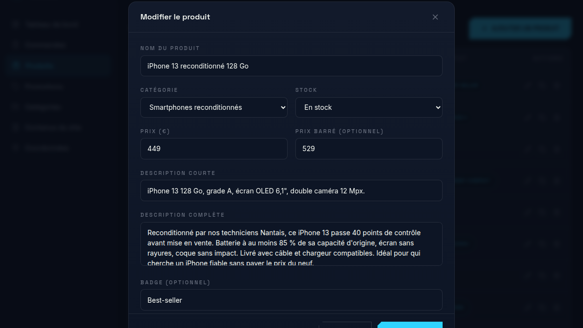 Gestion du catalogue sans compétence technique
