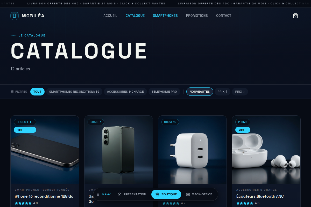 Catalogue filtrable par catégorie