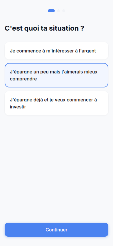 Onboarding en 3 questions