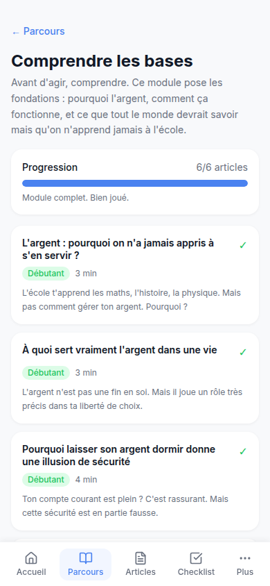 Module : articles et suivi de lecture
